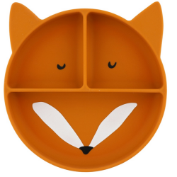 Assiette ventouse et compartiments en silicone Mr Fox