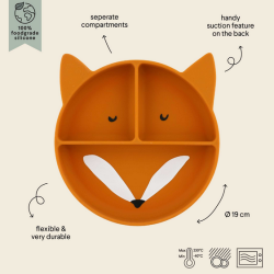 Assiette ventouse et compartiments en silicone Mr Fox