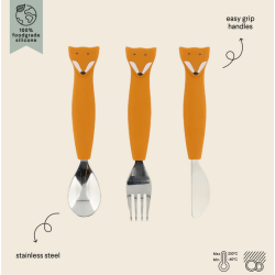 Couverts 3 pièces en silicone Mr Fox