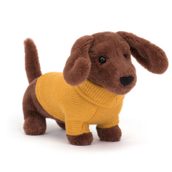 Peluche chien saucisse sweater yellow