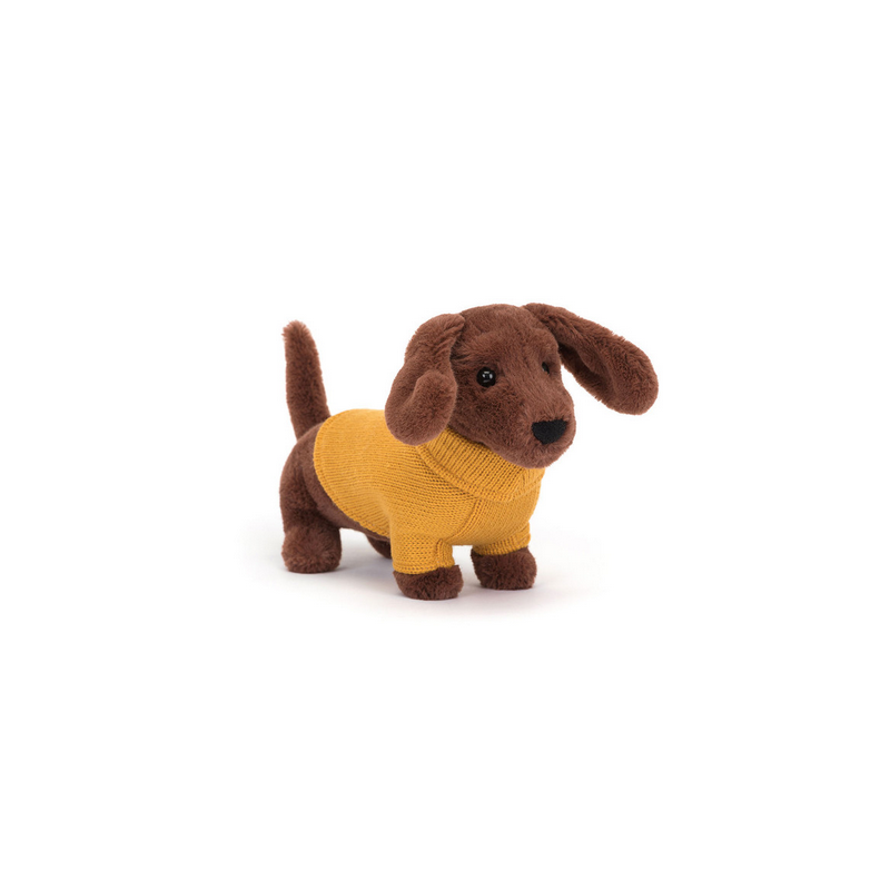 Peluche chien saucisse sweater yellow