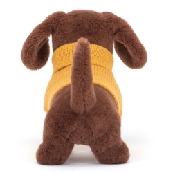 Peluche chien saucisse sweater yellow