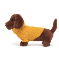 Peluche chien saucisse sweater yellow