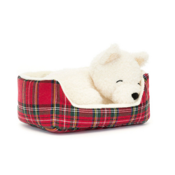 Peluche Chien dans son panier Nipper westie