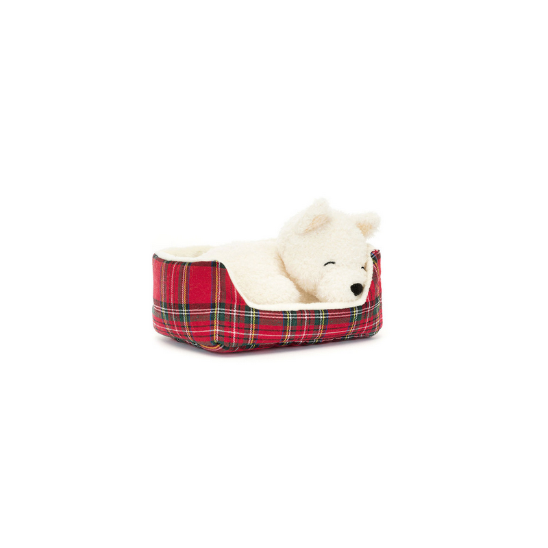 Peluche Chien dans son panier Nipper westie