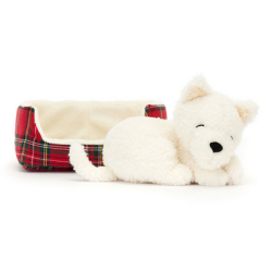 Peluche Chien dans son panier Nipper westie