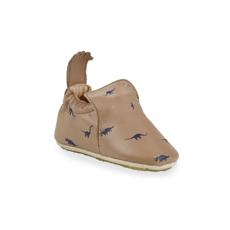 Chaussons BluBlu mou Taupe impr Dino