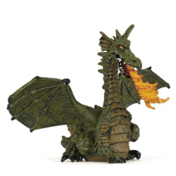 Figurine Dragon ailé vert avec flamme