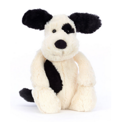 Peluche Bashful Black and Cream Puppy