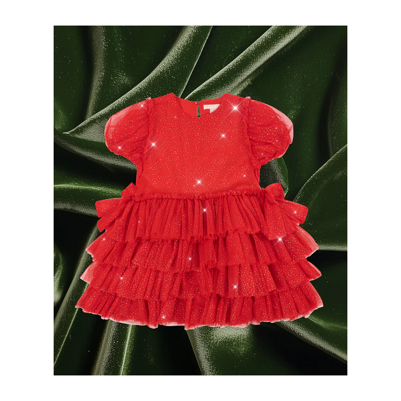 Robe de noel rouge pailleté