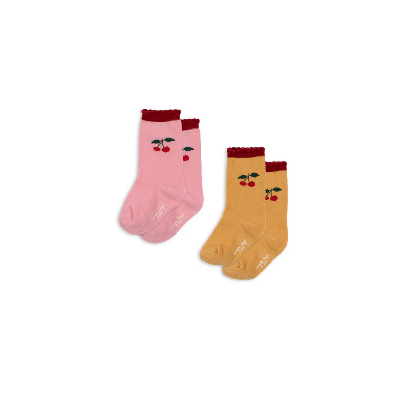 Lot de 2 paires de chaussettes cerise