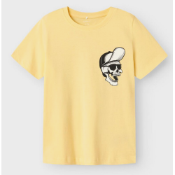 T-shirt tête de mort jaune