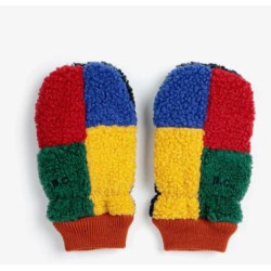 Color block sheepskin mittens