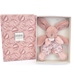 Doudou Plat Lapin Rose - 18cm