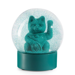 Maneki Neko Chat Boule à Neige Green