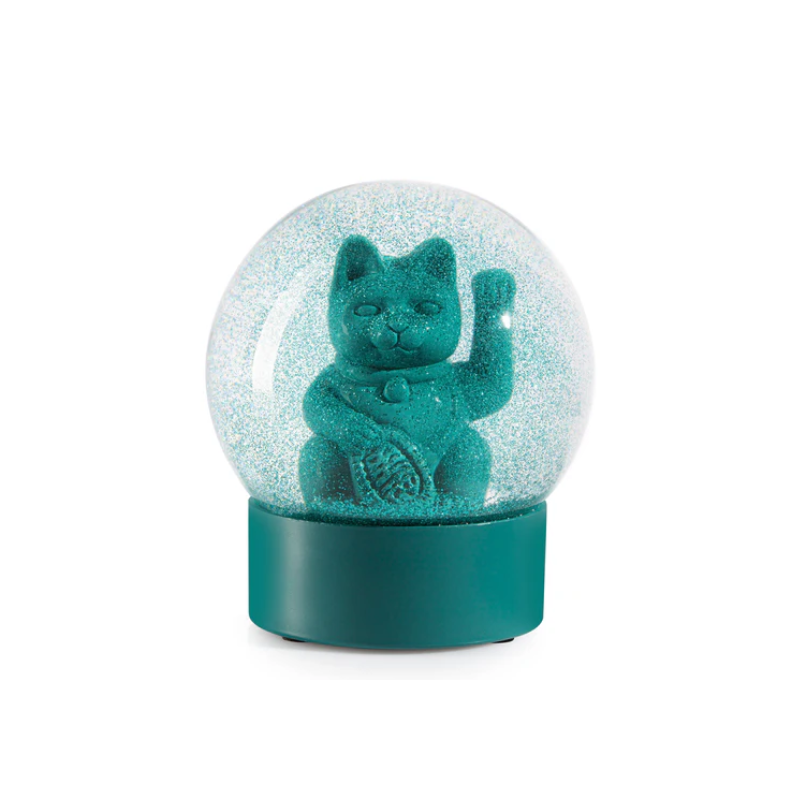 Maneki Neko Chat Boule à Neige Green