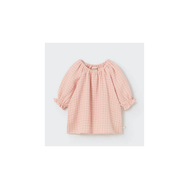 Blouse gaze de coton rose