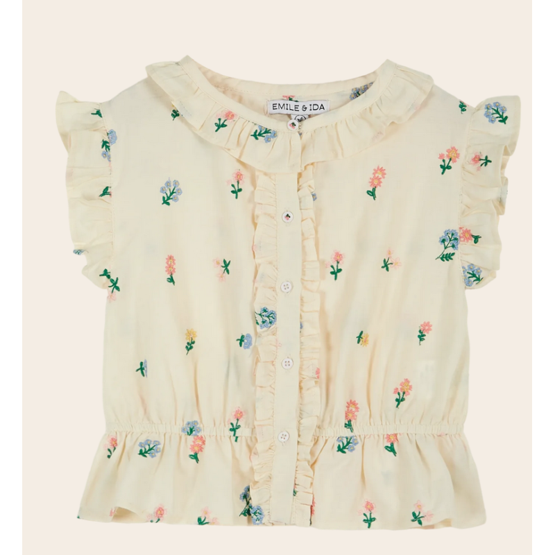 Blouse brodée à fleurs