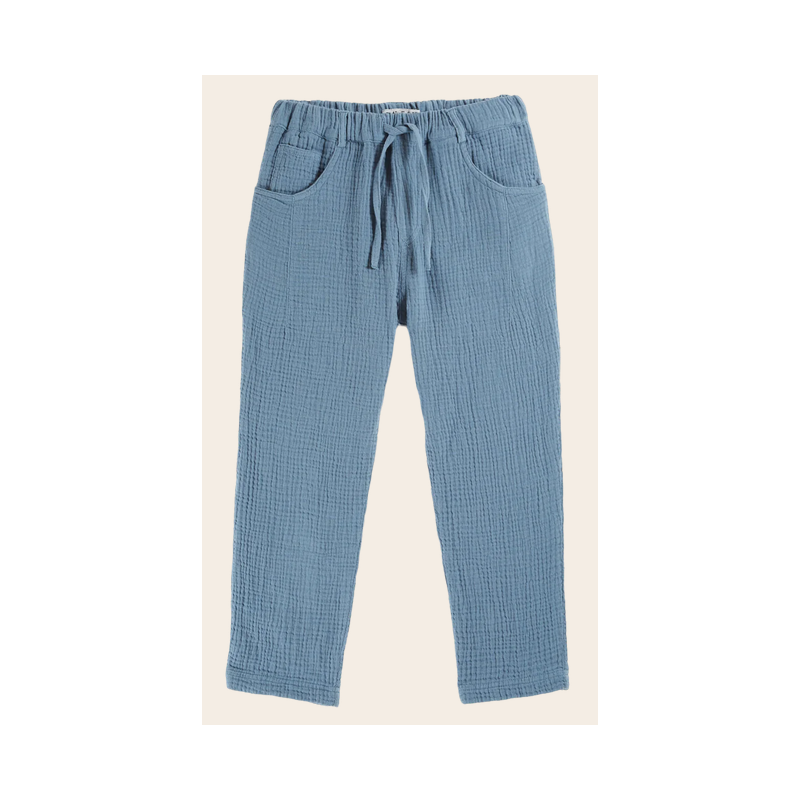 Pantalon gaze de coton gris bleu