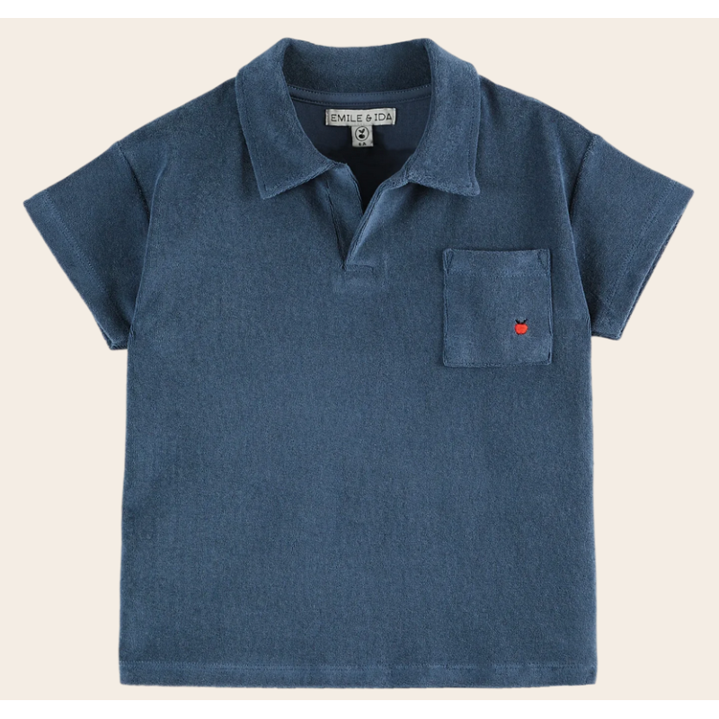 Polo éponge uni bleu foncé