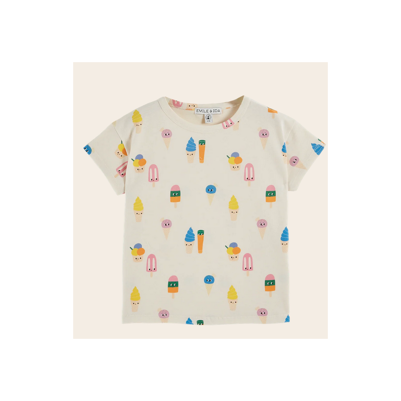 T-shirt coton bio glaces écru