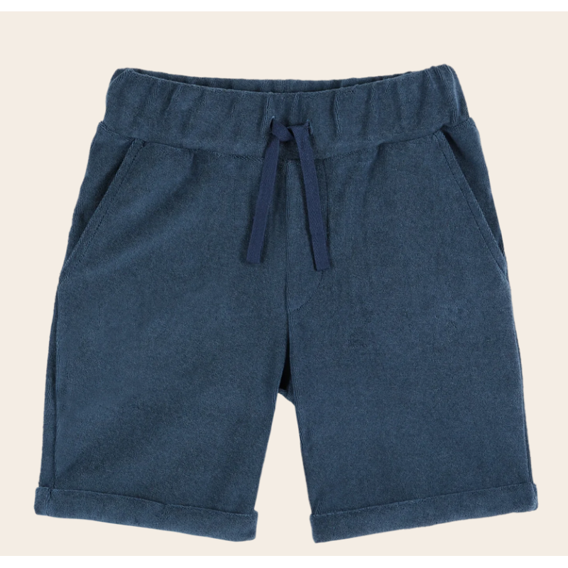 Short éponge uni bleu foncé