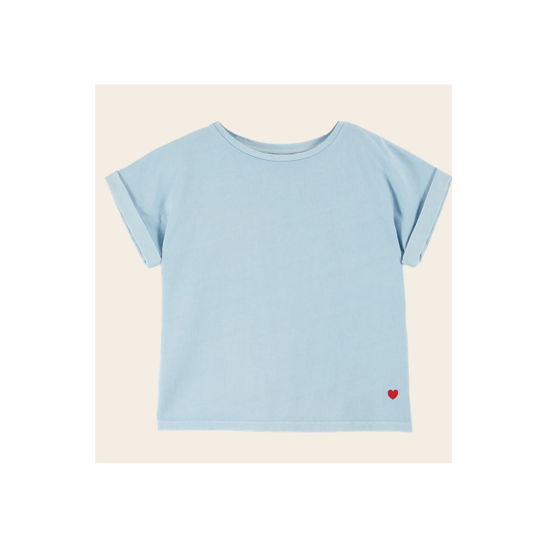 T-shirt coton et teinture bio bleu glacier