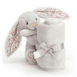 Blossom silver bunny soother lapin gris liberty mouchoir