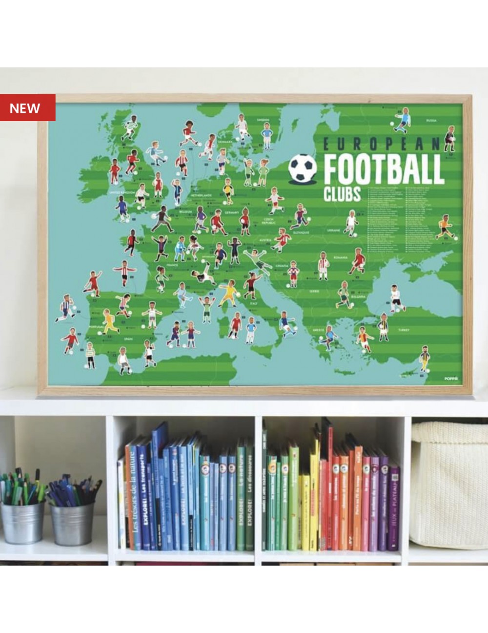 POSTER ÉDUCATIF + 60 STICKERS LE FOOTBALL (6-12 ANS) Poppik