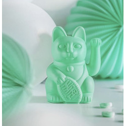 Chat porte bonheur vert menthe Maneki Neko