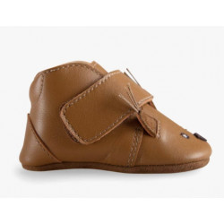 Chaussons cuir écureuil camel Pomme des Bois 0/6mois