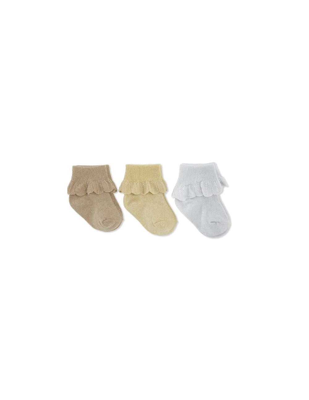 Lot de 3 chaussettes en lurex avec dentelle